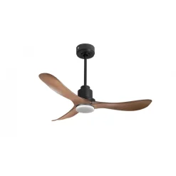 Tenerife de KlassFan-Super destratificateur et ventilateur DC 132 cm Gris basalte pales marrons Lumière dimmable 25 à 35 m²