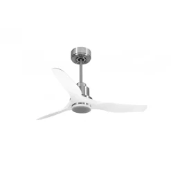 Tenerife de KlassFan-Super destratificateur et ventilateur DC 127 cm Chrome pales blanches Lumière dimmable 25 à 35 m²