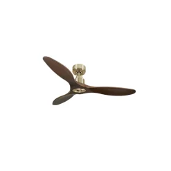 Tenerife Ring - Super destratificateur et ventilateur DC 132 cm Laiton pales bois sombre sans Lumière 25 à 35 m²