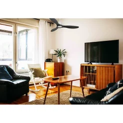 Tenerife Ring - Super destratificateur et ventilateur DC 132 cm Blanc pales bois noir sans Lumière 25 à 35 m²