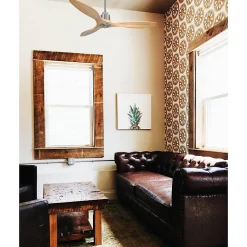 Tenerife Ring - Super destratificateur et ventilateur DC 132 cm Chrome pales bois clair sans Lumière 25 à 35 m²