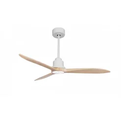 Tenerife Ring - Super destratificateur et ventilateur DC 132 cm Blanc pales bois clair sans Lumière 25 à 35 m²