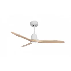 Tenerife Ring - Super destratificateur et ventilateur DC 132 cm Blanc pales bois clair sans Lumière 25 à 35 m²