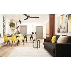 Tenerife Ring - Super destratificateur et ventilateur DC 132 cm Laiton pales bois sombre sans Lumière 25 à 35 m²