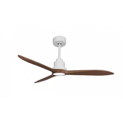 Tenerife Ring - Super destratificateur et ventilateur DC 132 cm Blanc pales bois sombre sans Lumière 25 à 35 m²