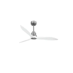 Tenerife Ring - Super destratificateur et ventilateur DC 132 cm Chrome pales bois blanc sans Lumière 25 à 35 m²