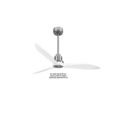 Tenerife Ring - Super destratificateur et ventilateur DC 132 cm Chrome pales bois blanc sans Lumière 25 à 35 m²