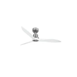 Tenerife Ring - Super destratificateur et ventilateur DC 132 cm Chrome pales bois blanc sans Lumière 25 à 35 m²