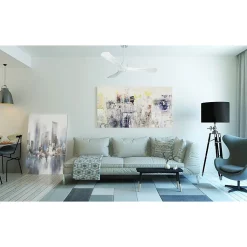 Tenerife Ring - Super destratificateur et ventilateur DC 132 cm Blanc pales bois blanc sans Lumière 25 à 35 m²