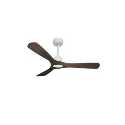 Tenerife Ring - Super destratificateur et ventilateur DC 132 cm Blanc pales bois sombre sans Lumière 25 à 35 m²