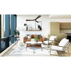 Tenerife Ring - Super destratificateur et ventilateur DC 132 cm Blanc pales bois sombre sans Lumière 25 à 35 m²