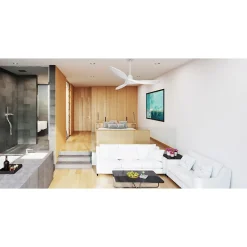 Tenerife Ring - Super destratificateur et ventilateur DC 132 cm Blanc pales bois blanc sans Lumière 25 à 35 m²