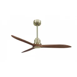 Tenerife Ring - Super destratificateur et ventilateur DC 132 cm Laiton pales bois sombre sans Lumière 25 à 35 m²