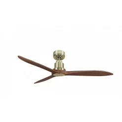 Tenerife Ring - Super destratificateur et ventilateur DC 132 cm Laiton pales bois sombre sans Lumière 25 à 35 m²