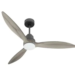 Tenerife un ventilateur et un Super destratificateur DC 132 cm Gris basalte pales bois gris et lumière 25 à 35 m²