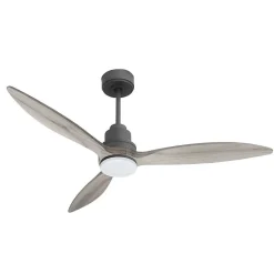 Tenerife un ventilateur et un Super destratificateur DC 132 cm Gris basalte pales bois gris et lumière 25 à 35 m²