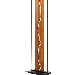 THUNDER Lampadaire noir mat/bois LED intégrée 18W - 2300lm / 3000K - métal/bois - ampoule incluse