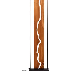 THUNDER Lampadaire noir mat/bois LED intégrée 18W - 2300lm / 3000K - métal/bois - ampoule incluse