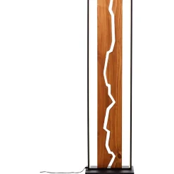 THUNDER Lampadaire noir mat/bois LED intégrée 18W - 2300lm / 3000K - métal/bois - ampoule incluse