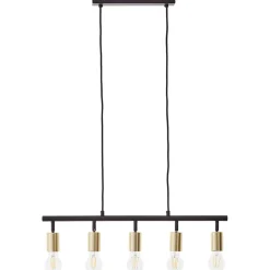 TIFFANY Suspension 5L noir dépoli/laiton brossé métal E27 5x28W - ampoule non incluse