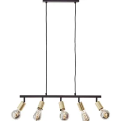TIFFANY Suspension 5L noir dépoli/laiton brossé métal E27 5x28W - ampoule non incluse