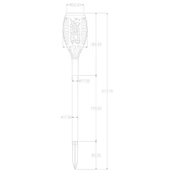 Torche solaire à LED vacillante- Hauteur 47cm,12 LED ambrée effet flamme naturelle- 3 Lumens- Eclairage extérieur Jardin