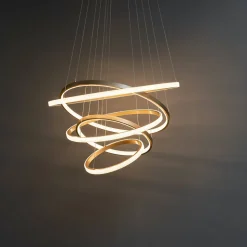 Très grande suspension 5 anneaux dorés - Tina