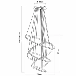 Très grande suspension 5 anneaux dorés - Tina