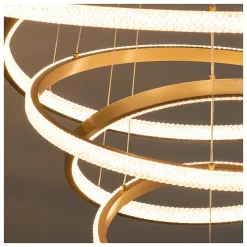 Très grande suspension 5 anneaux dorés - Tina