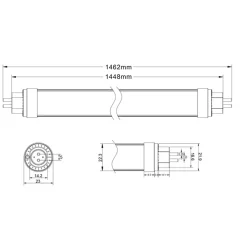 Tube LED 145cm T5 25W 140lm/W Connexion 1 Côté - Blanc Neutre 4000K - 5500K - SILAMP