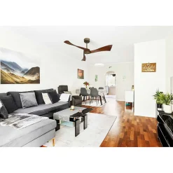 Twist , Ventilateur déstratificateur d'air, pales bois laquées sombres 132 Cm, moteur laiton sans lumière