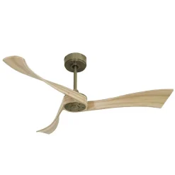 Twist , Ventilateur déstratificateur d'air, pales bois laquées clair 132 Cm, moteur laiton sans lumière