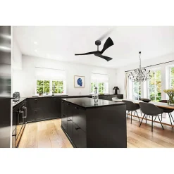 Twist , Ventilateur déstratificateur d'air, pales bois laquées noires 132 Cm, moteur noir sans lumière