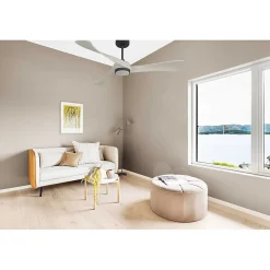 Twist, Ventilateur déstratificateur d'air, pales bois laquées blanches 132 Cm, moteur noir, avec point lumineux LED.