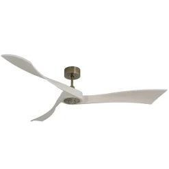 Twist, Ventilateur déstratificateur d'air, pales bois blanc 166 Cm Moteur Laiton , sans lumière