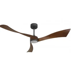 Twist, Ventilateur déstratificateur d'air, pales bois sombre 166 Cm Moteur noir avec point lumineux LED.