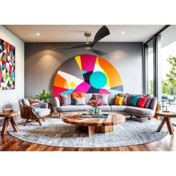 Twist, Ventilateur déstratificateur d'air, pales bois noir 166 Cm Moteur Laiton , sans lumière