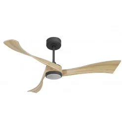 Twist, Ventilateur déstratificateur d'air, pales bois clair 132 Cm avec point lumineux LED.