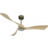 Twist, Ventilateur déstratificateur d'air, pales bois clair 166 Cm Moteur Laiton brossé avec point lumineux LED.