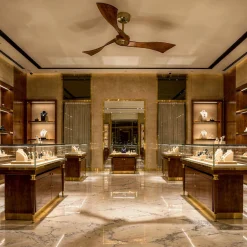 Twist, Ventilateur déstratificateur d'air, pales bois sombre 166 Cm Moteur Laiton , sans lumière