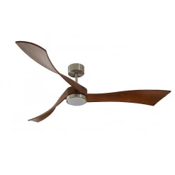 Twist, Ventilateur déstratificateur d'air, pales bois sombre 166 Cm Moteur chrome brossé avec point lumineux LED.