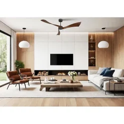 Twist, Ventilateur déstratificateur d'air, pales bois sombre 166 Cm Moteur noir, sans lumière