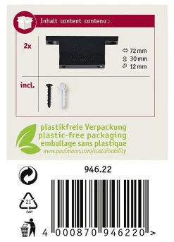 ULine Accessoires Support de sangle droit Kit de 2 Noir