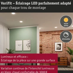VariFit Panneau encastré LED Veluna Edge IP44 rond 90mm 6W 450lm 3000K Blanc gradable
