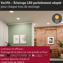 VariFit Panneau encastré LED Veluna Edge IP44 carré 90x90mm 6W 450lm 3000K Blanc