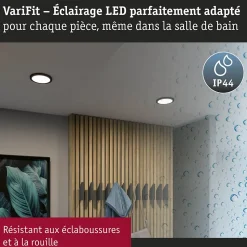 VariFit Panneau encastré LED Areo IP44 rond 118mm 6,5W 550lm 4000K Noir