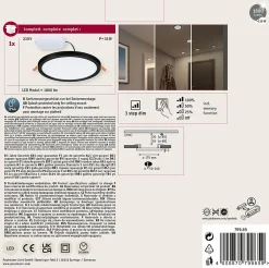 VariFit Panneau encastré LED 3-Step-Dim Areo IP44 rond 175mm 13W 1300lm 4000K Noir gradable