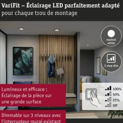 VariFit Panneau encastré LED 3-Step-Dim Areo IP44 rond 175mm 13W 1300lm 4000K Noir gradable