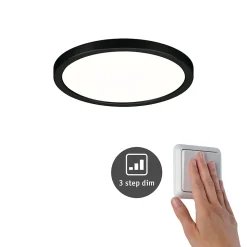 VariFit Panneau encastré LED 3-Step-Dim Areo IP44 rond 175mm 13W 1300lm 4000K Noir gradable