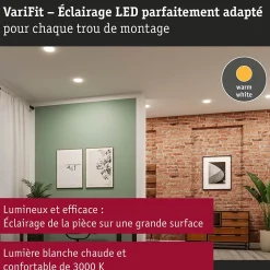 VariFit Panneau encastré LED Veluna Edge IP44 rond 90mm 6W 450lm 3000K Blanc